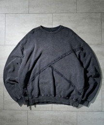 sulfur dyeing cut off switching hard wash sweat shirt/硫化染め カットオフ 切り替えスウェットシャツ