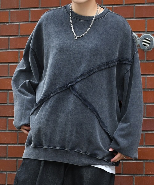 Starting Over(スターティングオーバー)の「sulfur dyeing cut off switching hard wash sweat shirt/硫化染め カットオフ 切り替えスウェットシャツ(スウェット・メンズ・ベージュ/チャコールグレー/ブラック・M/L/XL)」の10枚目の写真