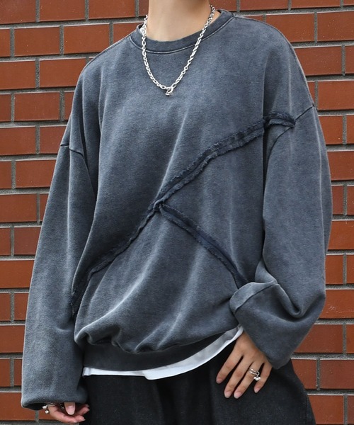 Starting Over(スターティングオーバー)の「sulfur dyeing cut off switching hard wash sweat shirt/硫化染め カットオフ 切り替えスウェットシャツ(スウェット・メンズ・ベージュ/チャコールグレー/ブラック・M/L/XL)」の11枚目の写真