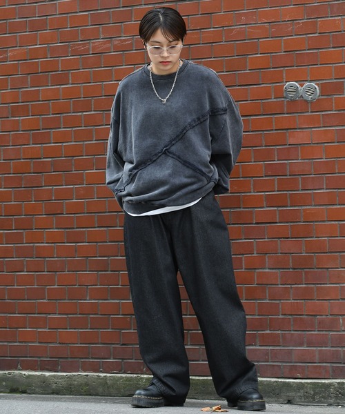 Starting Over(スターティングオーバー)の「sulfur dyeing cut off switching hard wash sweat shirt/硫化染め カットオフ 切り替えスウェットシャツ(スウェット・メンズ・ベージュ/チャコールグレー/ブラック・M/L/XL)」の13枚目の写真