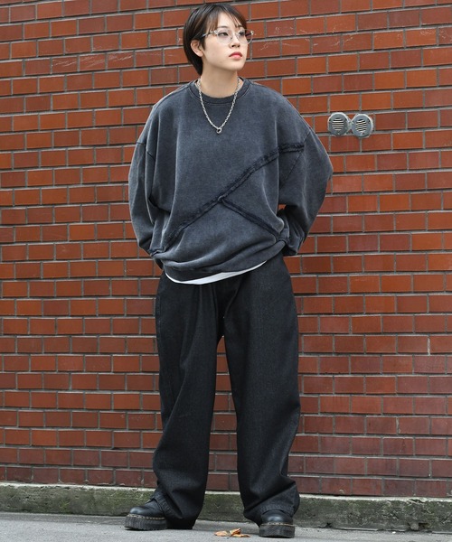 Starting Over(スターティングオーバー)の「sulfur dyeing cut off switching hard wash sweat shirt/硫化染め カットオフ 切り替えスウェットシャツ(スウェット・メンズ・ベージュ/チャコールグレー/ブラック・M/L/XL)」の14枚目の写真