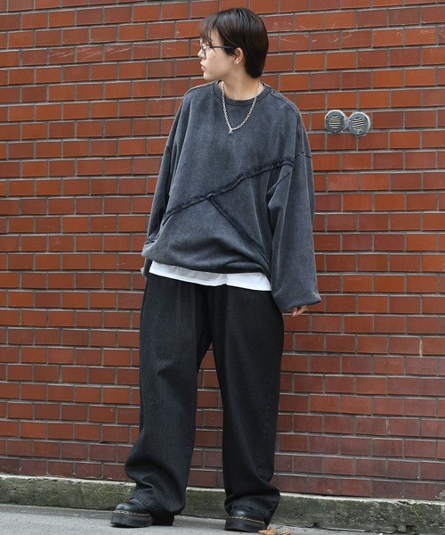 Starting Over(スターティングオーバー)の「sulfur dyeing cut off switching hard wash sweat shirt/硫化染め カットオフ 切り替えスウェットシャツ(スウェット・メンズ・ベージュ/チャコールグレー/ブラック・M/L/XL)」の15枚目の写真