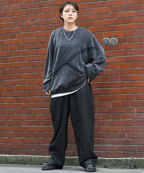 Starting Over(スターティングオーバー)の「sulfur dyeing cut off switching hard wash sweat shirt/硫化染め カットオフ 切り替えスウェットシャツ(スウェット・メンズ・ベージュ/チャコールグレー/ブラック・M/L/XL)」の16枚目の写真