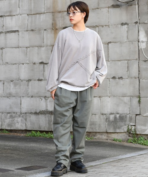 Starting Over(スターティングオーバー)の「sulfur dyeing cut off switching hard wash sweat shirt/硫化染め カットオフ 切り替えスウェットシャツ(スウェット・メンズ・ベージュ/チャコールグレー/ブラック・M/L/XL)」の21枚目の写真