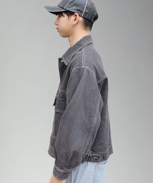 SPINNS（スピンズ）の「ストリート＆古着MIX/ショート丈デニムジャケット（デニムジャケット・メンズ・ブラック/ブルー/ワンウォッシュ・ONESIZE）」の10枚目の写真