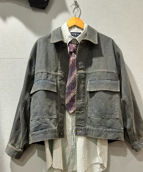 SPINNS（スピンズ）の「ストリート＆古着MIX/ショート丈デニムジャケット（デニムジャケット・メンズ・ブラック/ブルー/ワンウォッシュ・ONESIZE）」の22枚目の写真