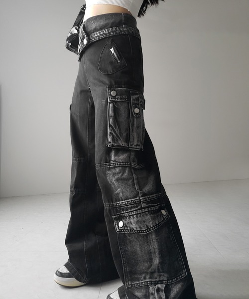 2color ／4size 】ウエスト折り返しヴィンテージブリーチカーゴ