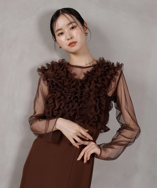 M*様 kana、ANDRESD チュールフリルスリーブ 2way ドレス Kana ドレス チュールフリルスリーブ Iライン 2way 結婚式