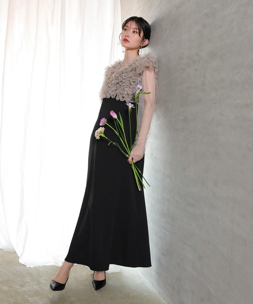 本日限定値下【美品】チュールボリュームフリルベストシアートップス ワンピース チュール ボリューム フリル ベスト シアー トップス ワンピース