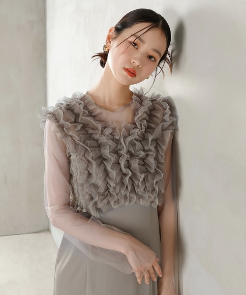 Kana チュール フリル ベスト シアー トップス ワンピース 3点セット チュール フリル ベスト シアー トップス ワンピース 3点セット