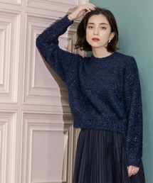 OPAQUE.CLIP | ≪エマール検証済≫スパンコールフェザーニット【洗濯機洗い可/抗ピル】(ニット/セーター)