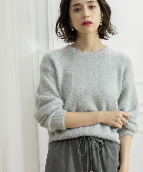 OPAQUE.CLIP(オペークドットクリップ)の「◆≪エマール検証済≫スパンコールフェザーニット【洗濯機洗い可/抗ピル】(ニット/セーター・レディース・ホワイト系8/ライトグレー系5/ライトパープル/ブルー系5/ネイビー系5・36/38/40)」の15枚目の写真