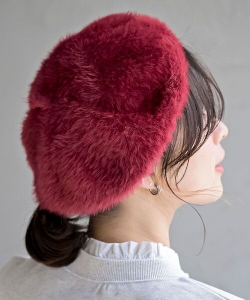 rps（アールピーエス）の「シャギーベレー帽（ハンチング/ベレー帽・レディース・ライトグレー/ボルドー/オフホワイト/グレー/ブラック/ピンク・フリー）」の6枚目の写真