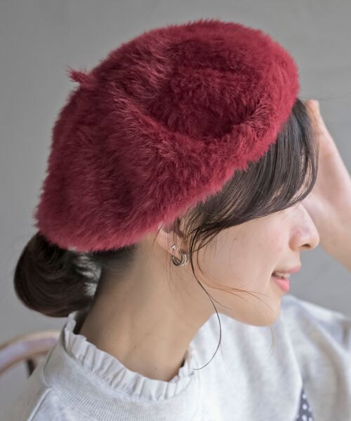 rps（アールピーエス）の「シャギーベレー帽（ハンチング/ベレー帽・レディース・ライトグレー/ボルドー/オフホワイト/グレー/ブラック/ピンク・フリー）」の13枚目の写真