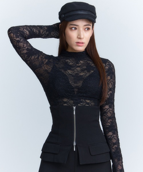 eimy istoire♡ ハイウエストボトム♡S♡ブラック♡完売 セール】ウエストコルセット付きハイウエストパンツ（その他