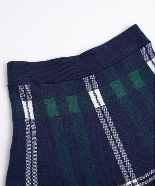 La-gemme（ラジェム）の「ジャガードニット チェック柄スカート（スカート・レディース・ブラック×ホワイト/ネイビー系1/ネイビー系2・フリー）」の19枚目の写真