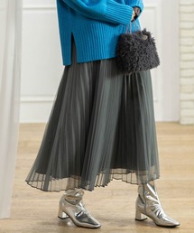 OPAQUE.CLIP | 《通勤・セレモニー対応》チュールプリーツフレアスカート【洗濯機洗い可】(スカート)