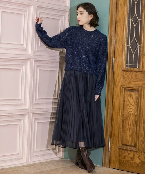 OPAQUE.CLIP（オペークドットクリップ）の「《通勤・セレモニー対応》チュールプリーツフレアスカート【洗濯機洗い可】（スカート・レディース・チャコールグレー/ライトベージュ/ネイビー・36/38/40/42）」の11枚目の写真