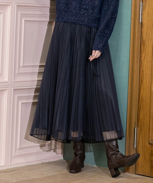 OPAQUE.CLIP（オペークドットクリップ）の「《通勤・セレモニー対応》チュールプリーツフレアスカート【洗濯機洗い可】（スカート・レディース・チャコールグレー/ライトベージュ/ネイビー・36/38/40/42）」の12枚目の写真