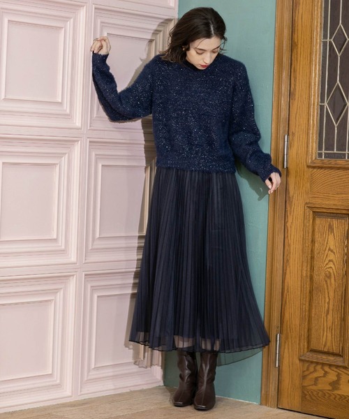 OPAQUE.CLIP（オペークドットクリップ）の「《通勤・セレモニー対応》チュールプリーツフレアスカート【洗濯機洗い可】（スカート・レディース・チャコールグレー/ライトベージュ/ネイビー・36/38/40/42）」の13枚目の写真