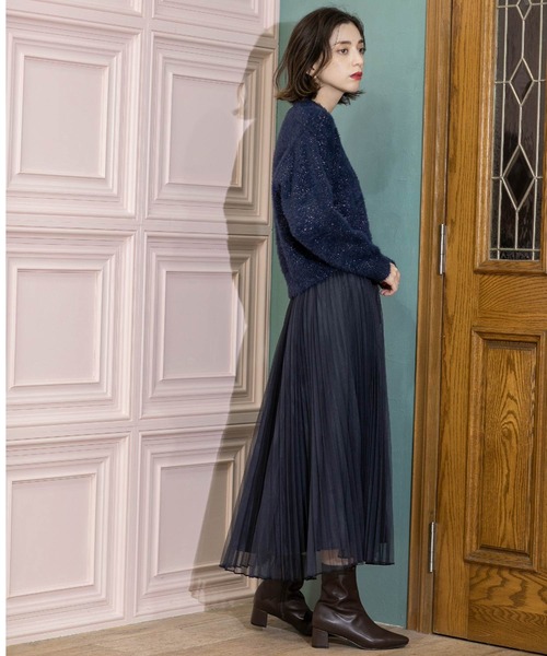 OPAQUE.CLIP（オペークドットクリップ）の「《通勤・セレモニー対応》チュールプリーツフレアスカート【洗濯機洗い可】（スカート・レディース・チャコールグレー/ライトベージュ/ネイビー・36/38/40/42）」の14枚目の写真