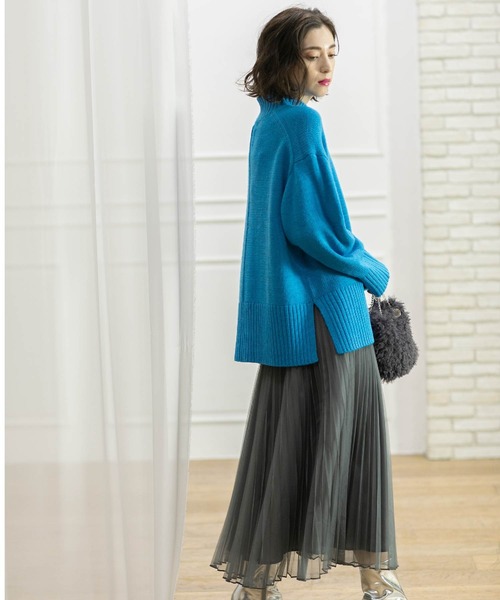 OPAQUE.CLIP（オペークドットクリップ）の「《通勤・セレモニー対応》チュールプリーツフレアスカート【洗濯機洗い可】（スカート・レディース・チャコールグレー/ライトベージュ/ネイビー・36/38/40/42）」の5枚目の写真