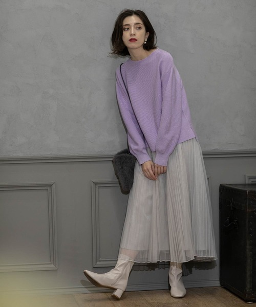 OPAQUE.CLIP（オペークドットクリップ）の「《通勤・セレモニー対応》チュールプリーツフレアスカート【洗濯機洗い可】（スカート・レディース・チャコールグレー/ライトベージュ/ネイビー・36/38/40/42）」の19枚目の写真