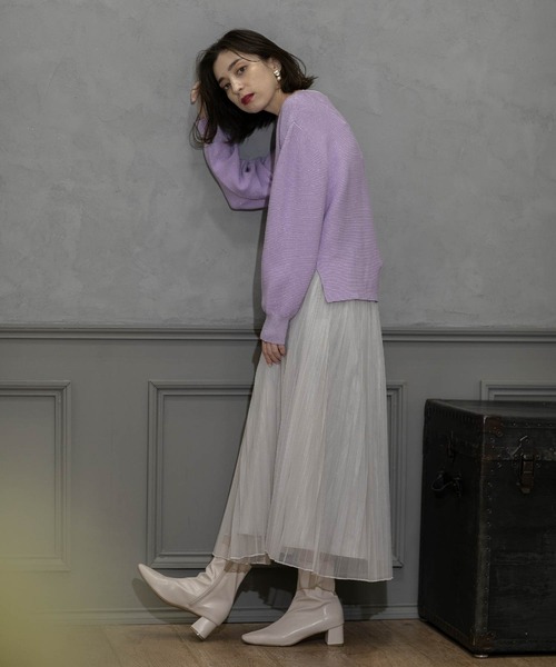 OPAQUE.CLIP（オペークドットクリップ）の「《通勤・セレモニー対応》チュールプリーツフレアスカート【洗濯機洗い可】（スカート・レディース・チャコールグレー/ライトベージュ/ネイビー・36/38/40/42）」の20枚目の写真