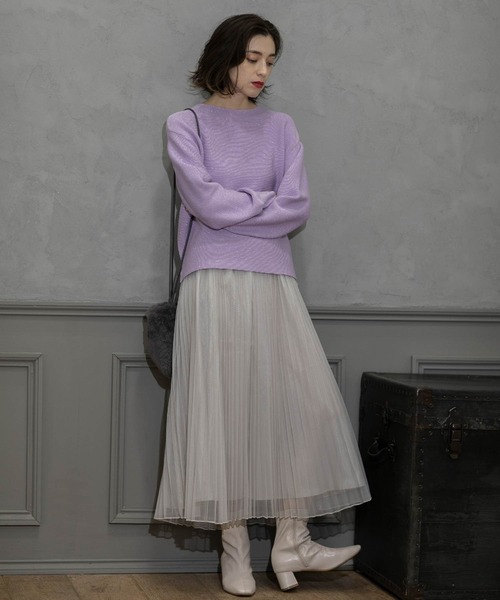 OPAQUE.CLIP（オペークドットクリップ）の「《通勤・セレモニー対応》チュールプリーツフレアスカート【洗濯機洗い可】（スカート・レディース・チャコールグレー/ライトベージュ/ネイビー・36/38/40/42）」の21枚目の写真