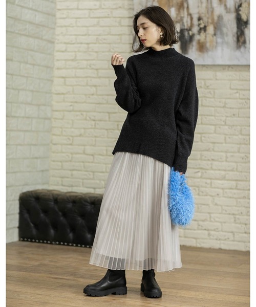 OPAQUE.CLIP（オペークドットクリップ）の「《通勤・セレモニー対応》チュールプリーツフレアスカート【洗濯機洗い可】（スカート・レディース・チャコールグレー/ライトベージュ/ネイビー・36/38/40/42）」の22枚目の写真
