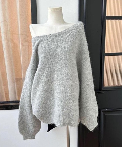 CADBURY（キャドバリー）の「ﾌﾞｰｸﾚｰﾊﾞｯｸﾘﾎﾞﾝｵｰﾊﾞｰｻｲｽﾞﾌﾟﾙｵｰﾊﾞｰ（ニット/セーター・レディース・グレー・FREE）」の5枚目の写真