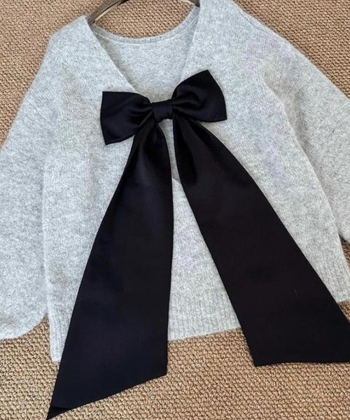 CADBURY（キャドバリー）の「ﾌﾞｰｸﾚｰﾊﾞｯｸﾘﾎﾞﾝｵｰﾊﾞｰｻｲｽﾞﾌﾟﾙｵｰﾊﾞｰ（ニット/セーター・レディース・グレー・FREE）」の4枚目の写真