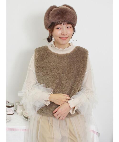 Samansa Mos2（サマンサ モスモス）の「前後着ふわふわボアベスト（ベスト・レディース・キナリ/ダークブラウン/モカ・F）」の6枚目の写真