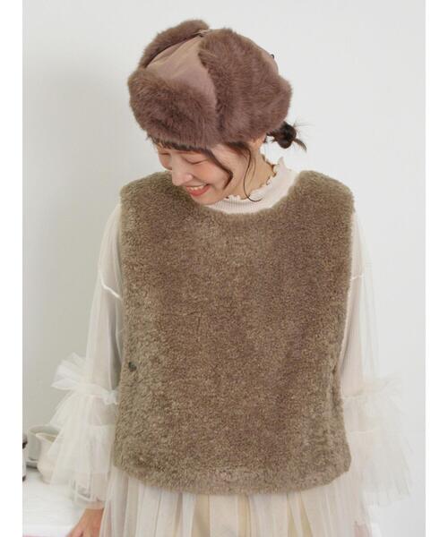 Samansa Mos2（サマンサ モスモス）の「前後着ふわふわボアベスト（ベスト・レディース・キナリ/ダークブラウン/モカ・F）」の8枚目の写真