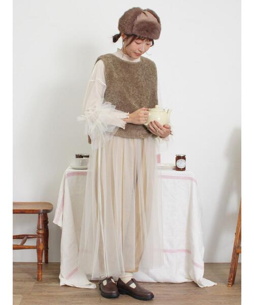 Samansa Mos2（サマンサ モスモス）の「前後着ふわふわボアベスト（ベスト・レディース・キナリ/ダークブラウン/モカ・F）」の12枚目の写真