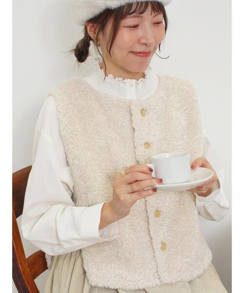 Samansa Mos2（サマンサ モスモス）の「前後着ふわふわボアベスト（ベスト・レディース・キナリ/ダークブラウン/モカ・F）」の19枚目の写真