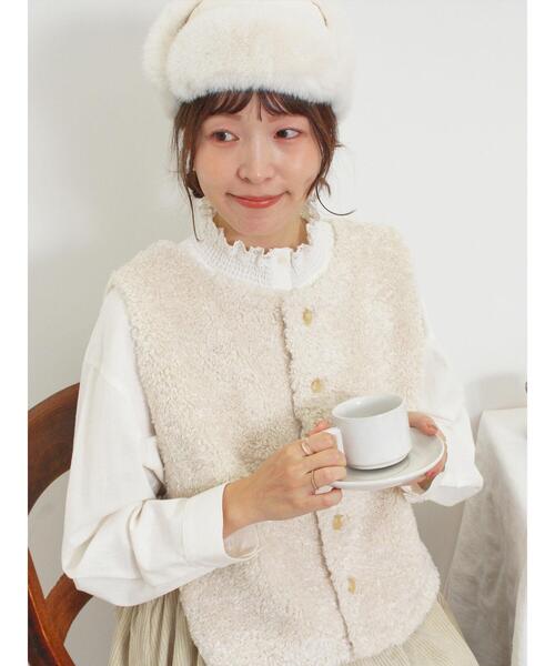 Samansa Mos2（サマンサ モスモス）の「前後着ふわふわボアベスト（ベスト・レディース・キナリ/ダークブラウン/モカ・F）」の20枚目の写真