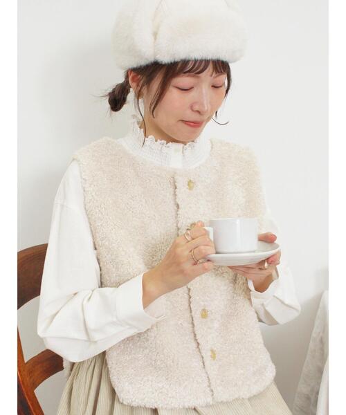 Samansa Mos2（サマンサ モスモス）の「前後着ふわふわボアベスト（ベスト・レディース・キナリ/ダークブラウン/モカ・F）」の21枚目の写真