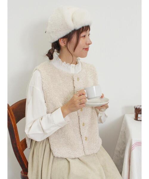 Samansa Mos2（サマンサ モスモス）の「前後着ふわふわボアベスト（ベスト・レディース・キナリ/ダークブラウン/モカ・F）」の22枚目の写真