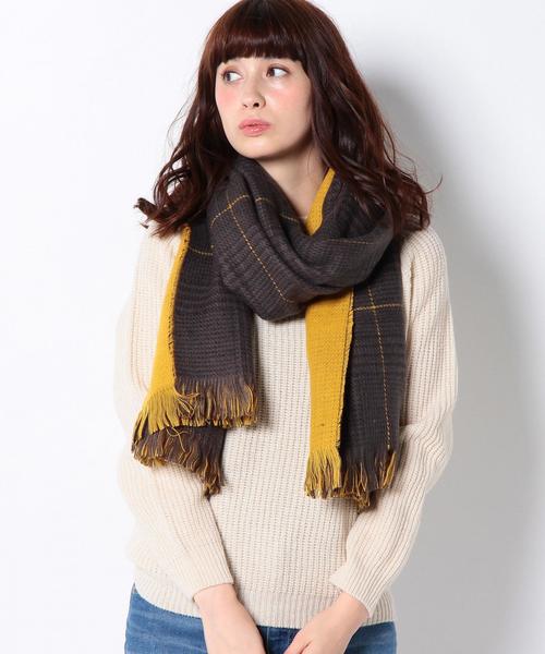 Another Edition（アナザーエディション）の「チェックリバーシブルストール/AE CHK REV STL◆（マフラー・レディース・ブラック/ダークグレー/ネイビー・フリー）」の8枚目の写真