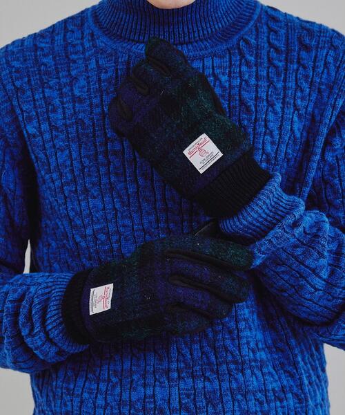 tk.TAKEO KIKUCHI（ティーケータケオキクチ）の「◆ハリスツイード生地使用 スマホ対応手袋 グローブ ／ Harris Tweed（手袋・メンズ・ブラック系1/グレー系1/オリーブ系1/ワイン系1・00）」の3枚目の写真
