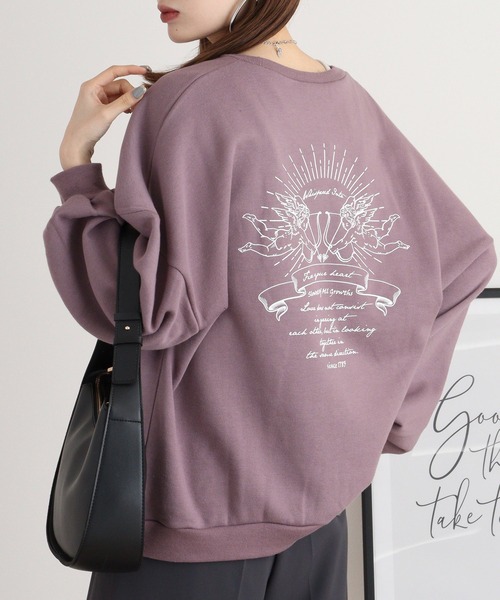 spiritoso(スピリトーゾ)の「spiritoso 裏起毛エンジェル刺繍プルオーバー(スウェット・レディース・アイボリー/グレー/チャコール/グレイッシュベージュ/パープル・M)」の5枚目の写真
