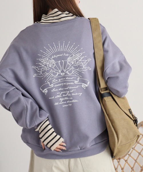 spiritoso(スピリトーゾ)の「spiritoso 裏起毛エンジェル刺繍プルオーバー(スウェット・レディース・アイボリー/グレー/チャコール/グレイッシュベージュ/パープル・M)」の1枚目の写真