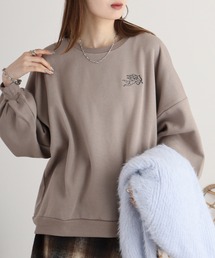 spiritoso 裏起毛エンジェル刺繍プルオーバー