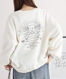 spiritoso 裏起毛エンジェル刺繍プルオーバー