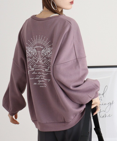 spiritoso(スピリトーゾ)の「spiritoso 裏起毛エンジェル刺繍プルオーバー(スウェット・レディース・アイボリー/グレー/チャコール/グレイッシュベージュ/パープル・M)」の17枚目の写真
