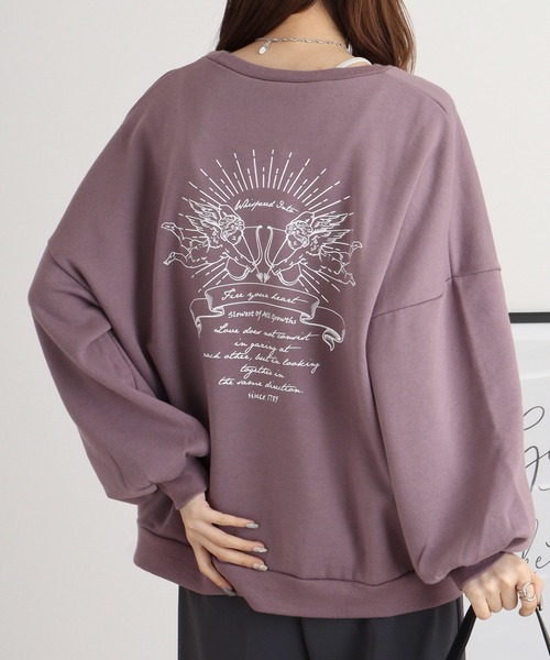 spiritoso(スピリトーゾ)の「spiritoso 裏起毛エンジェル刺繍プルオーバー(スウェット・レディース・アイボリー/グレー/チャコール/グレイッシュベージュ/パープル・M)」の18枚目の写真