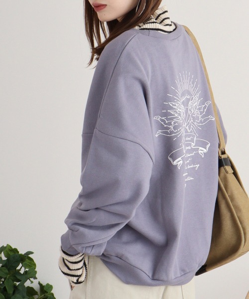 spiritoso(スピリトーゾ)の「spiritoso 裏起毛エンジェル刺繍プルオーバー(スウェット・レディース・アイボリー/グレー/チャコール/グレイッシュベージュ/パープル・M)」の9枚目の写真