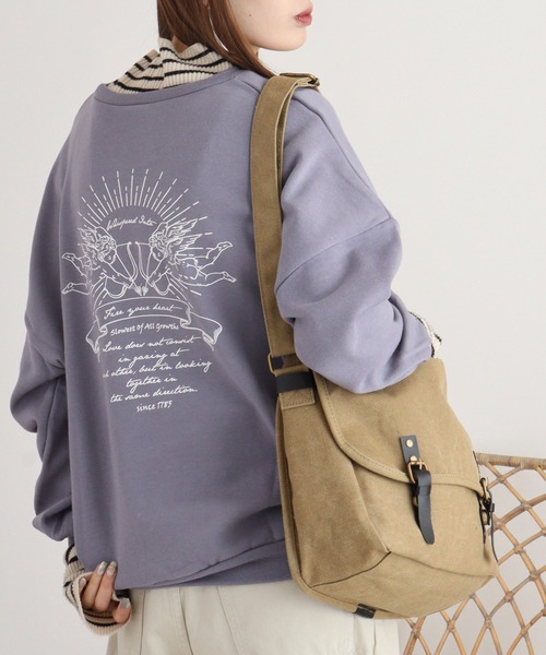 spiritoso(スピリトーゾ)の「spiritoso 裏起毛エンジェル刺繍プルオーバー(スウェット・レディース・アイボリー/グレー/チャコール/グレイッシュベージュ/パープル・M)」の8枚目の写真