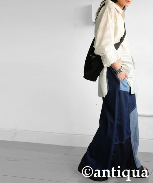 antiqua（アンティカ）の「パッチワークデニムスカート（デニムスカート・レディース・ブルー系その他・P/R）」の4枚目の写真